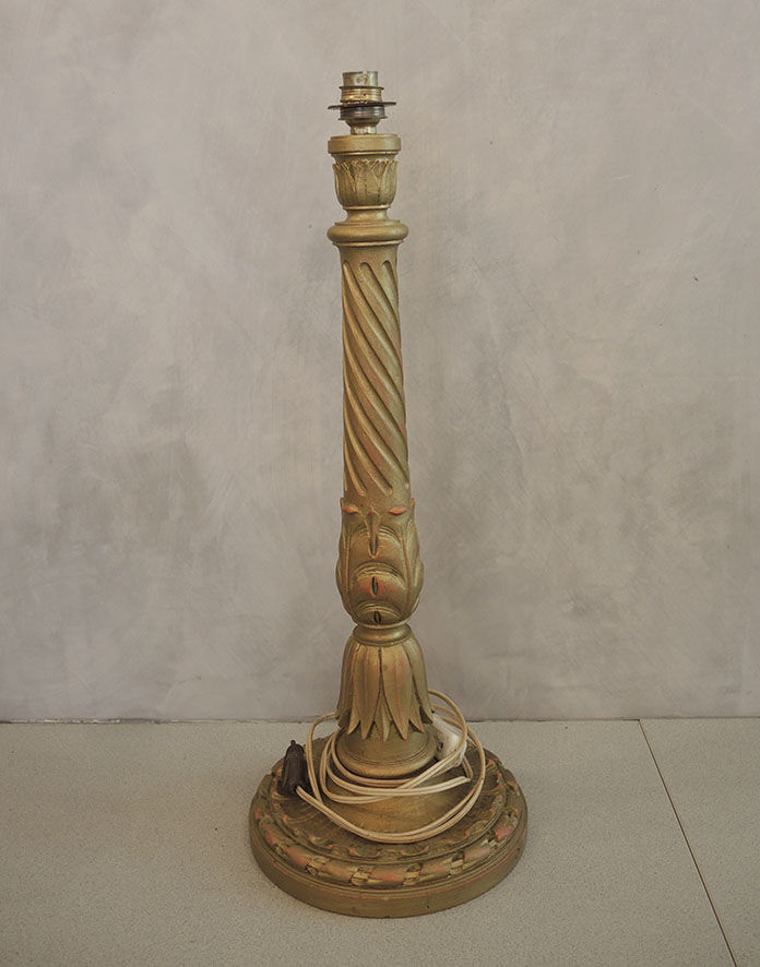 Old carved wooden lamp foot