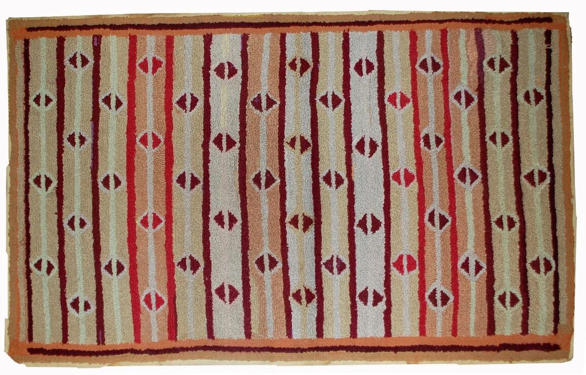 Handmade antique American hooked rug 97cm x 161cm 1890s - 1B506