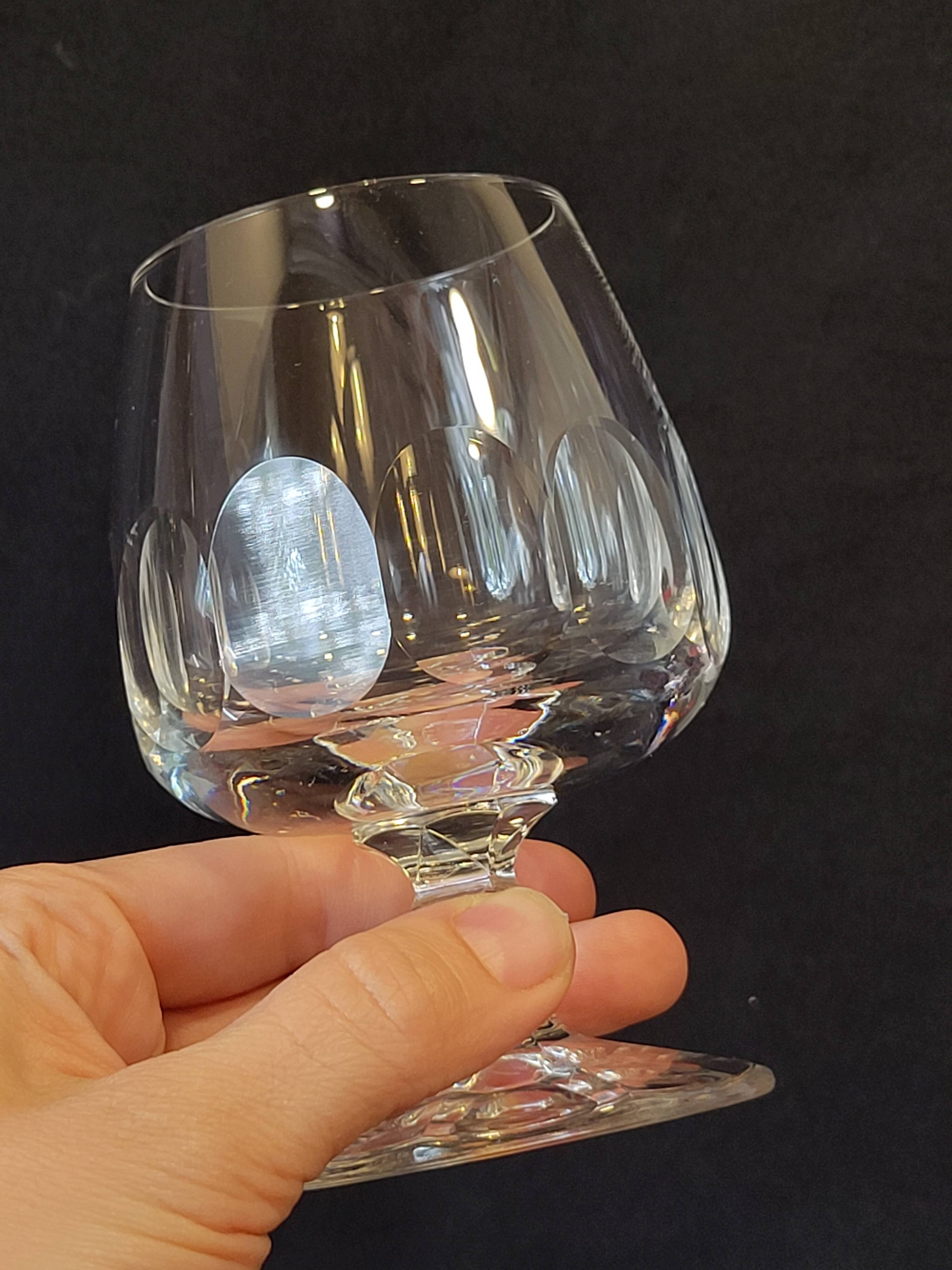 6 cognac glasses in flat cut crystal