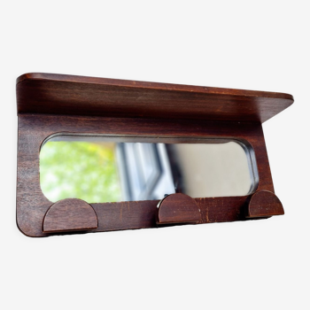 Porte-manteau ancien en bois miroir