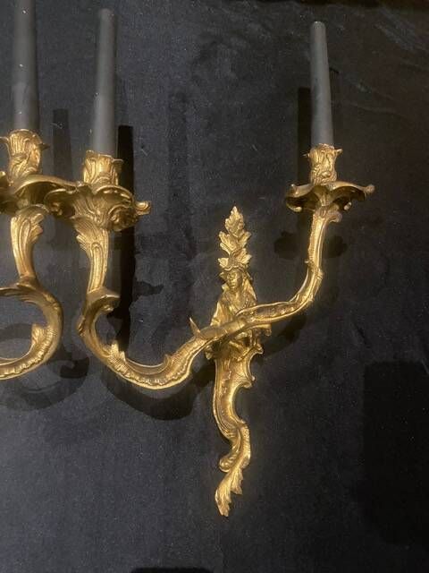 A pair of gilt bronze wall sconces in the chinese style - louis xv style