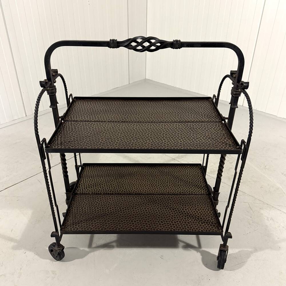 Brutalist wrought iron folding serving trolley 1960’s