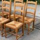 6 solid wood and straw chairs with high farmhouse-style backs
