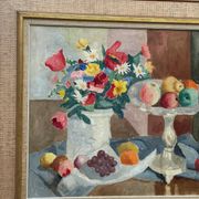 Original Swedish Oil on Canvas – "Flowers and Fruit by Ellis Wallin"