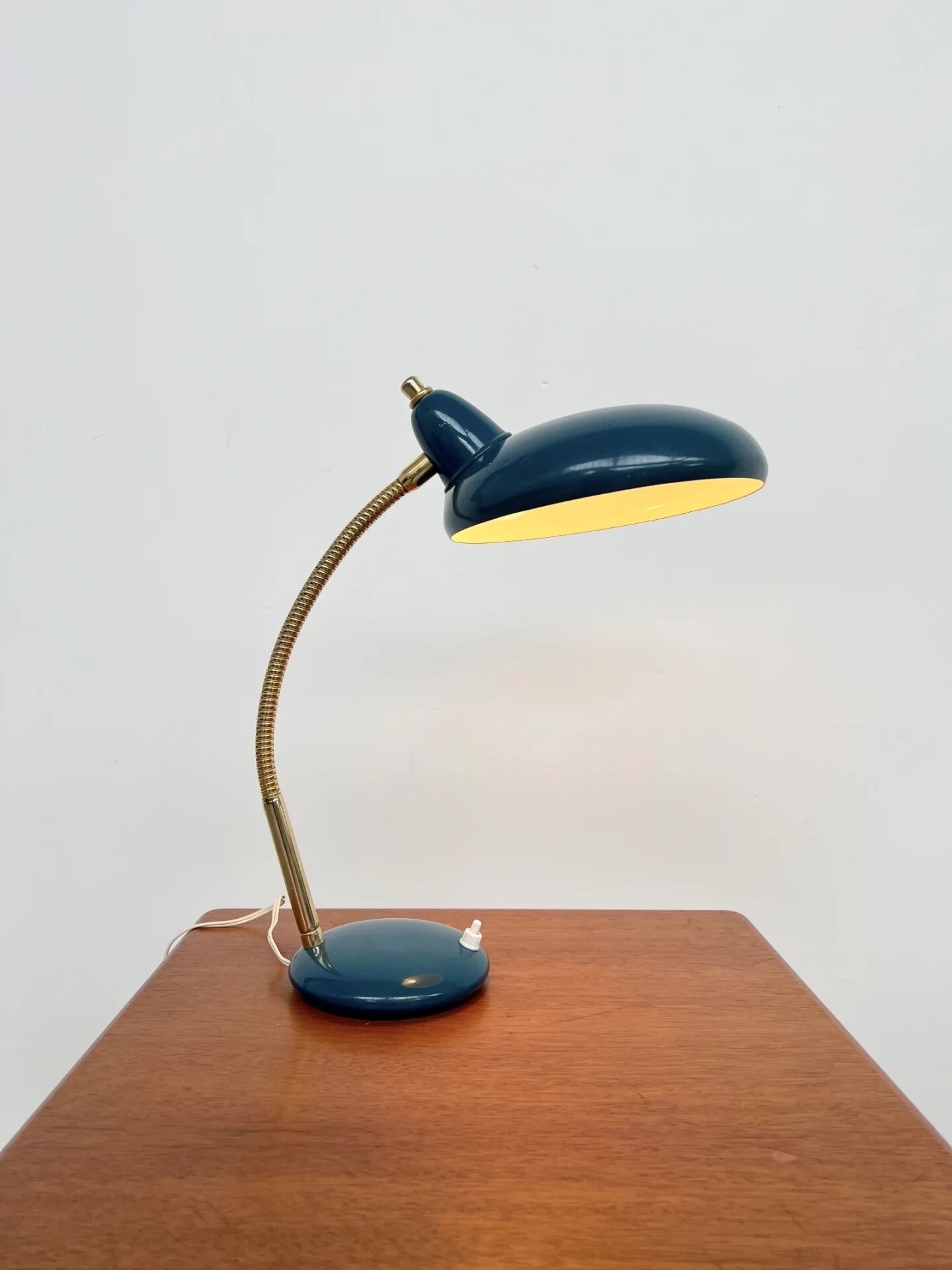 Adjustable table lamp — Duck blue and gold metal — 1960s