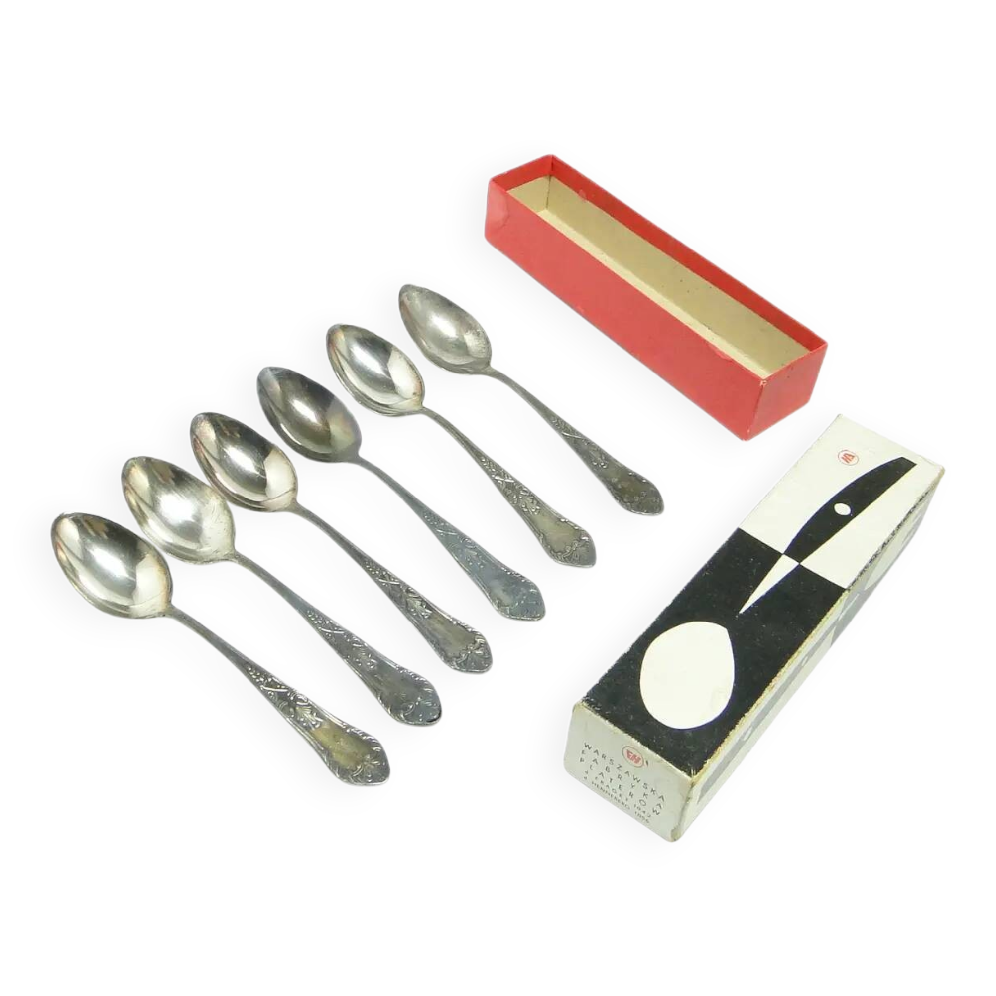 Aleksandria tea spoon set, Baroque, silver-plated brass, Poland, 1970s.
