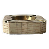 Italian ashtray in ivory zebra resin and brass, 1970s design.