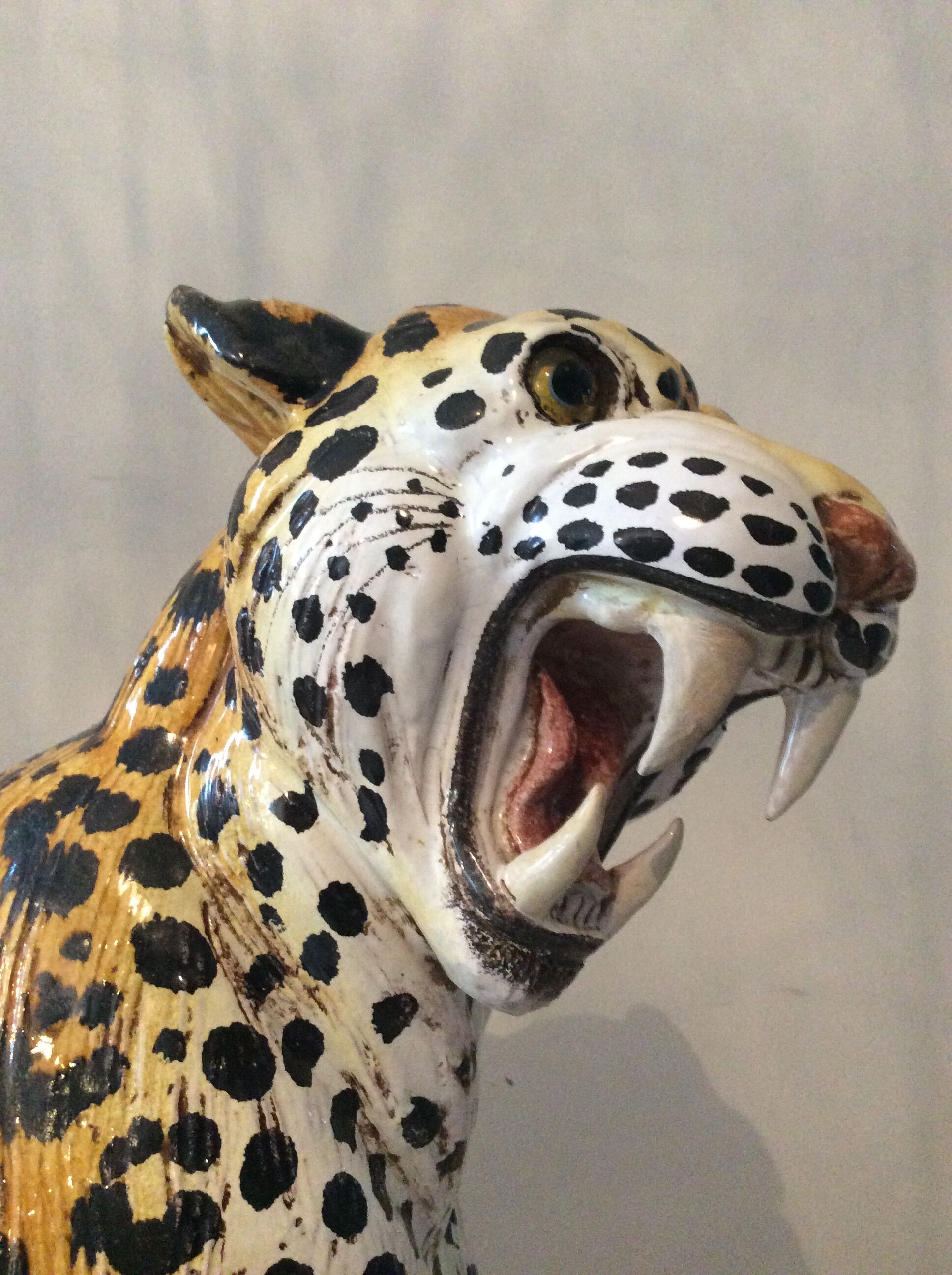 Enamelled terracotta leopard from the 60s Italy