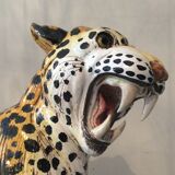 Enamelled terracotta leopard from the 60s Italy