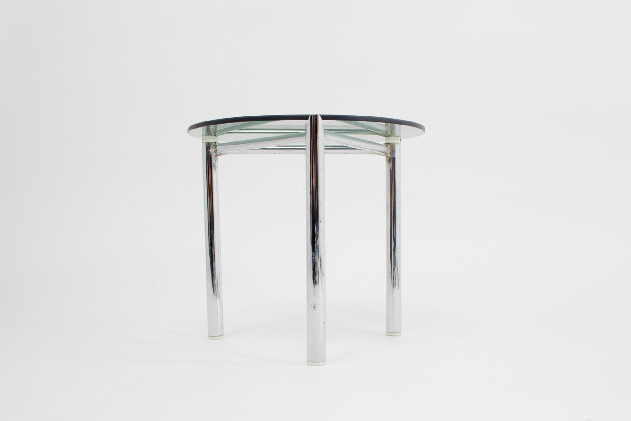 Side table with frame in chrome and glass 1960 s