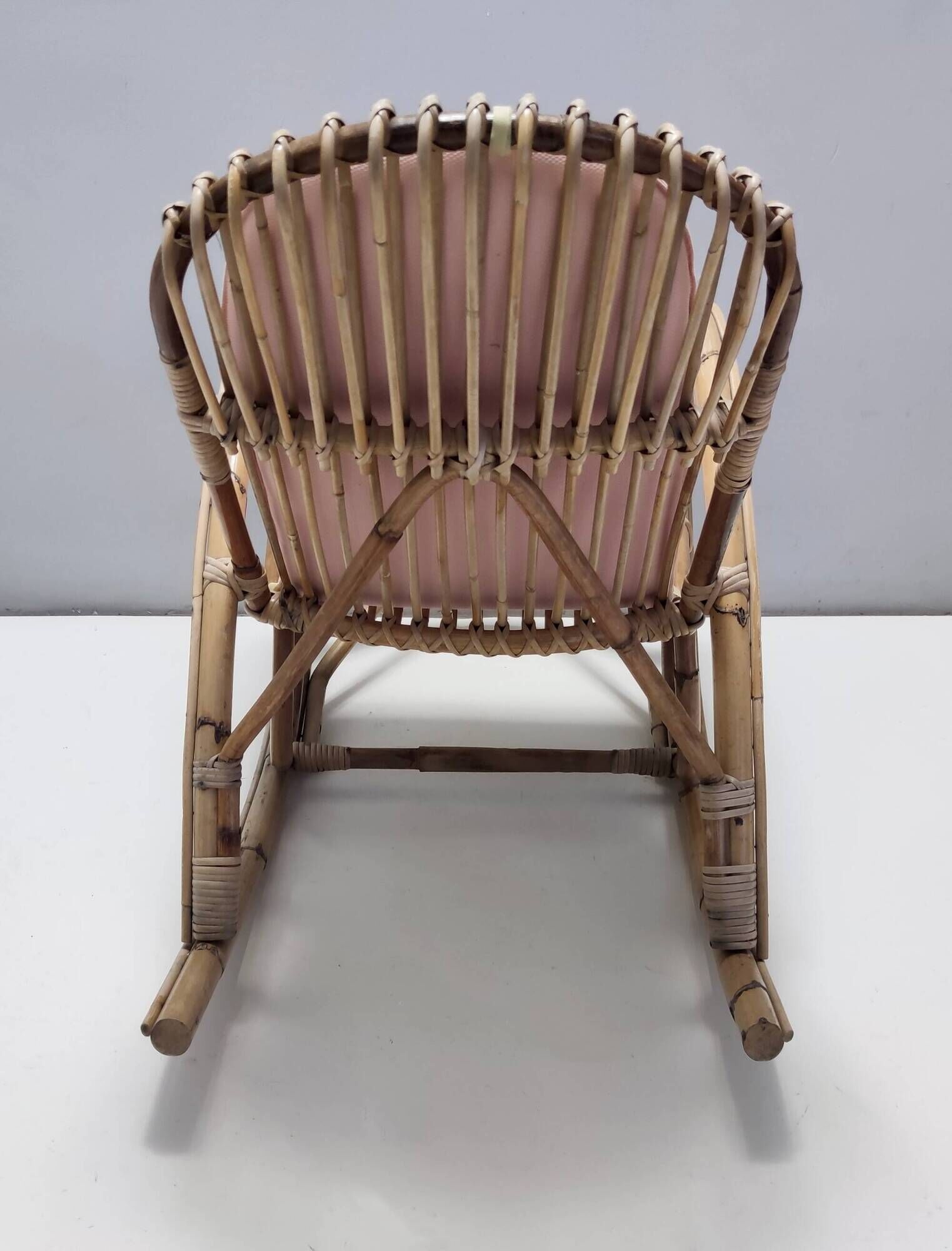 Pair of Postmodern Bamboo Children Rocking Chairs Ascribable to Vittorio Bonacina