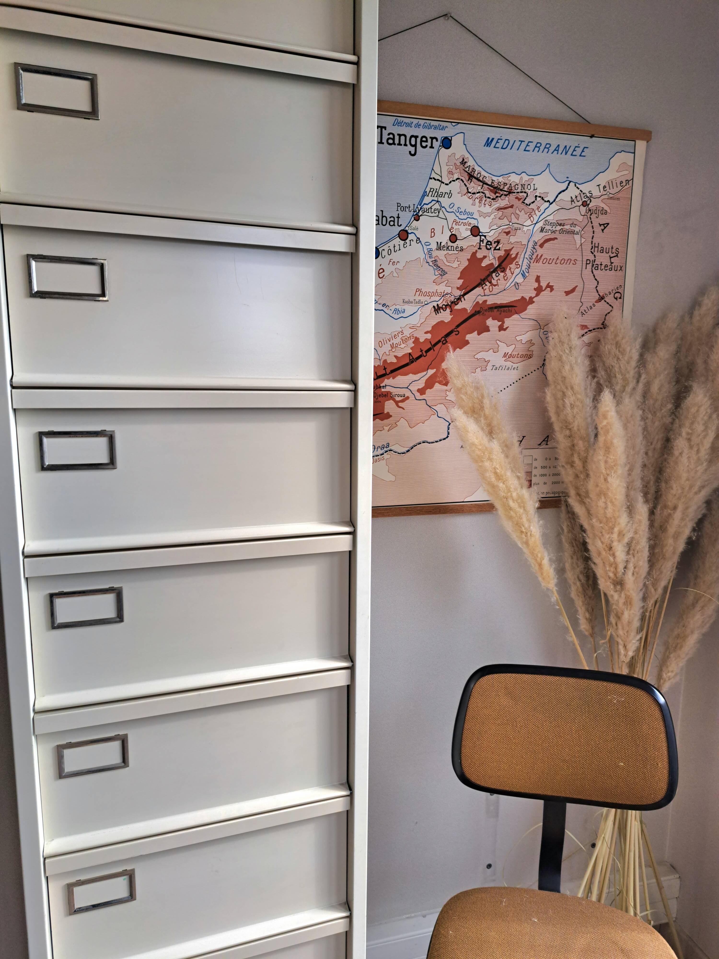 Vintage metal clamshell cabinet