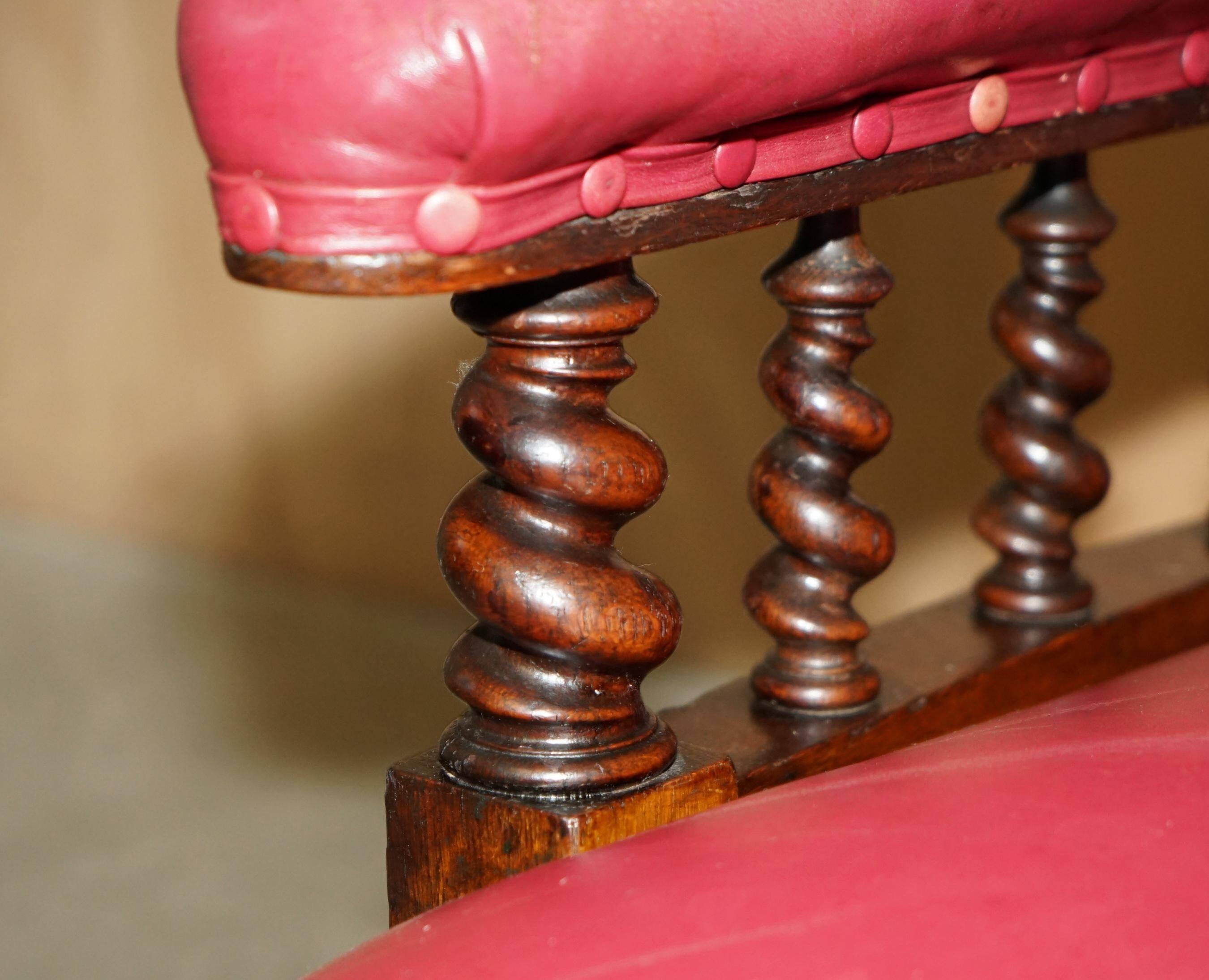 William IV antique Chesterfield armchair in leather with twisted barley structure.