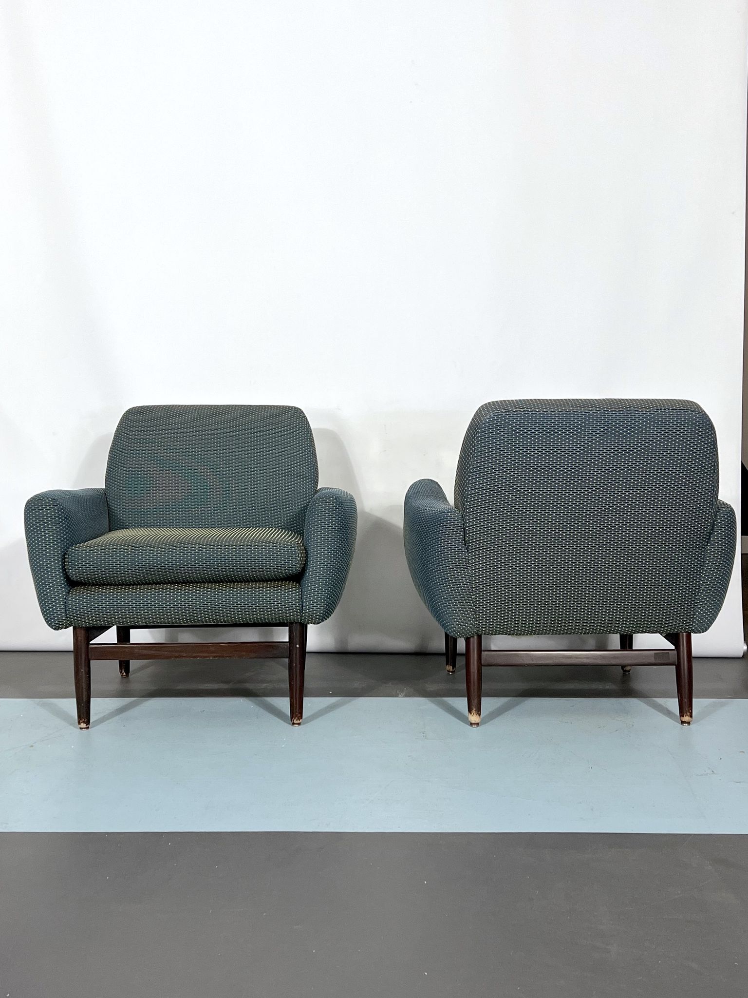 Italian Mid-century wood modern armchairs from 60s
