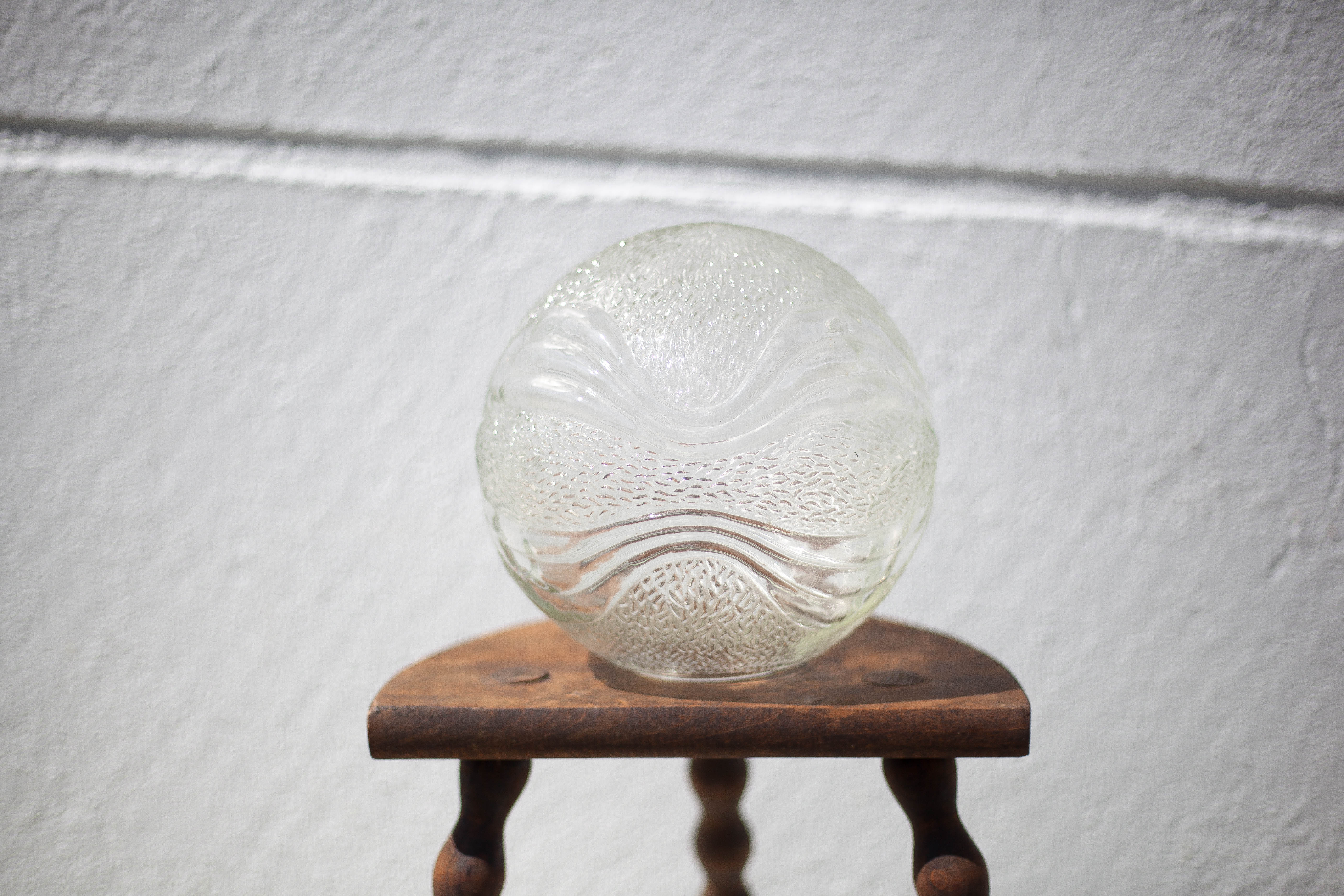 Globe ball, glass globe, glass lampshade, patterned globe, globe for suspension, 70's