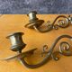 Paire de bougeoirs de piano en bronze et laiton