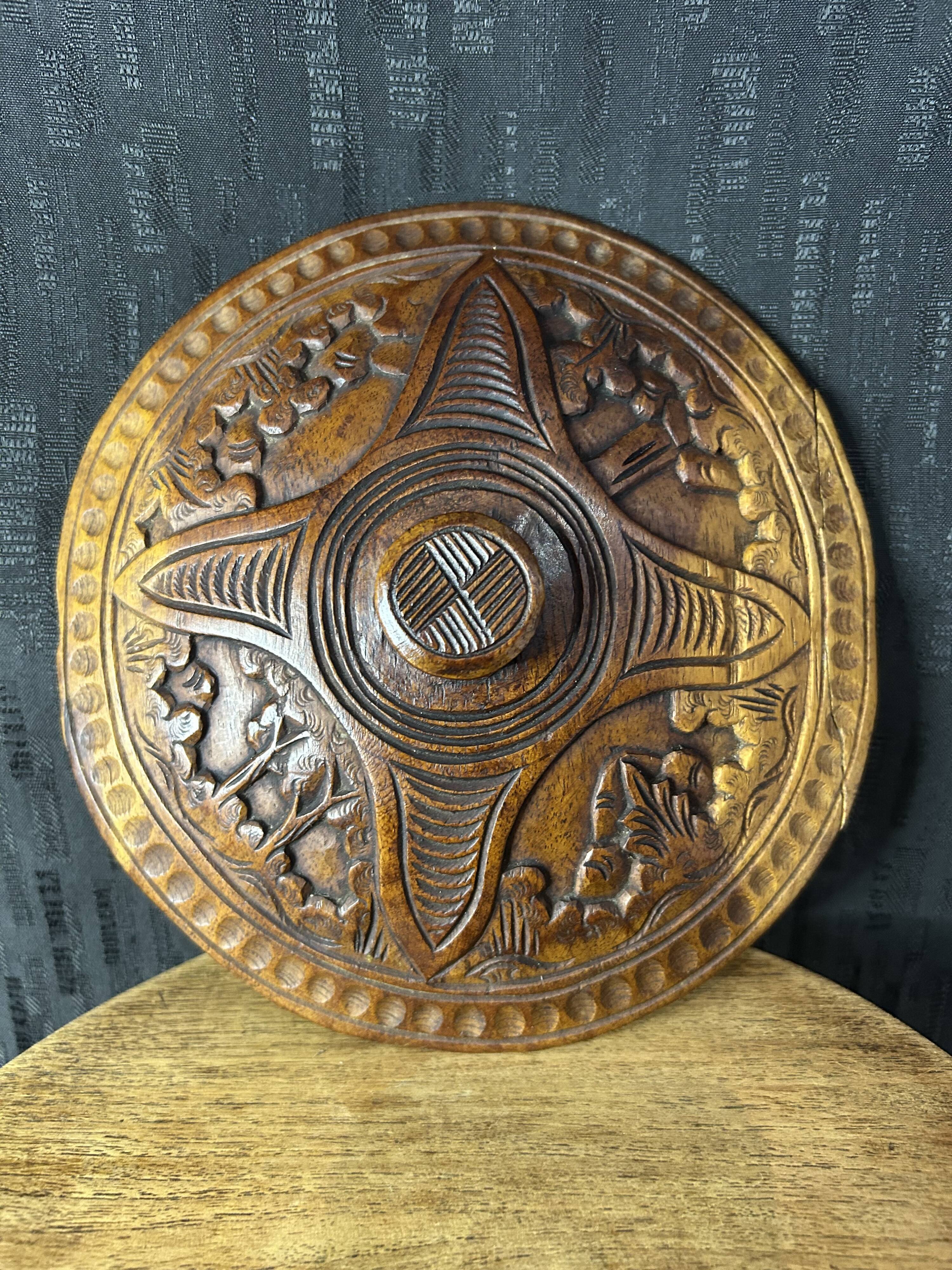 African Art - Madagascar - Vintage - Covered Pot - Carved Rosewood - 1950