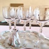 5 crystal stemmed glasses, ancient crystal of Arques,- Dampierre model