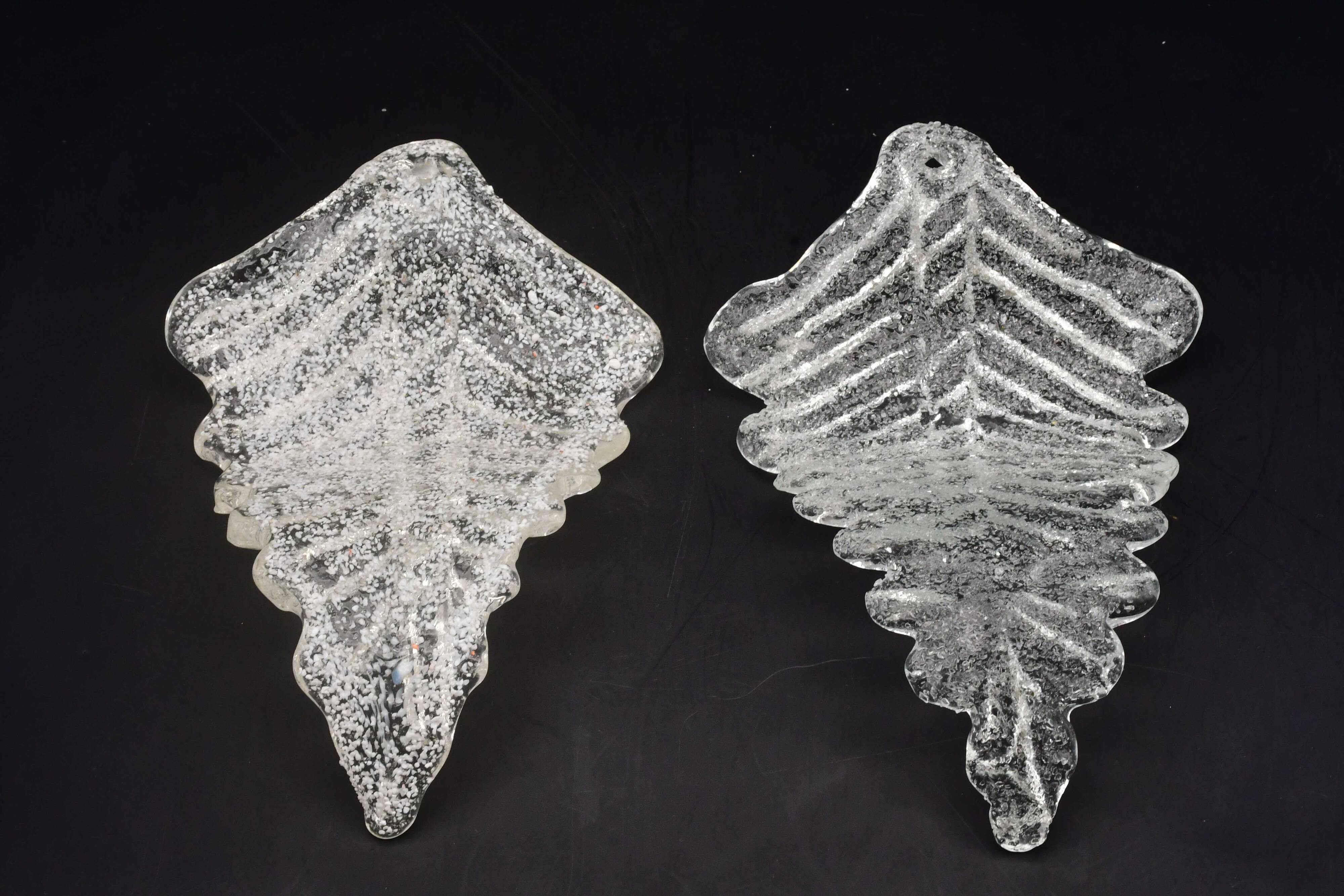 Set of 2 Murano glass table lamps transparent leaves