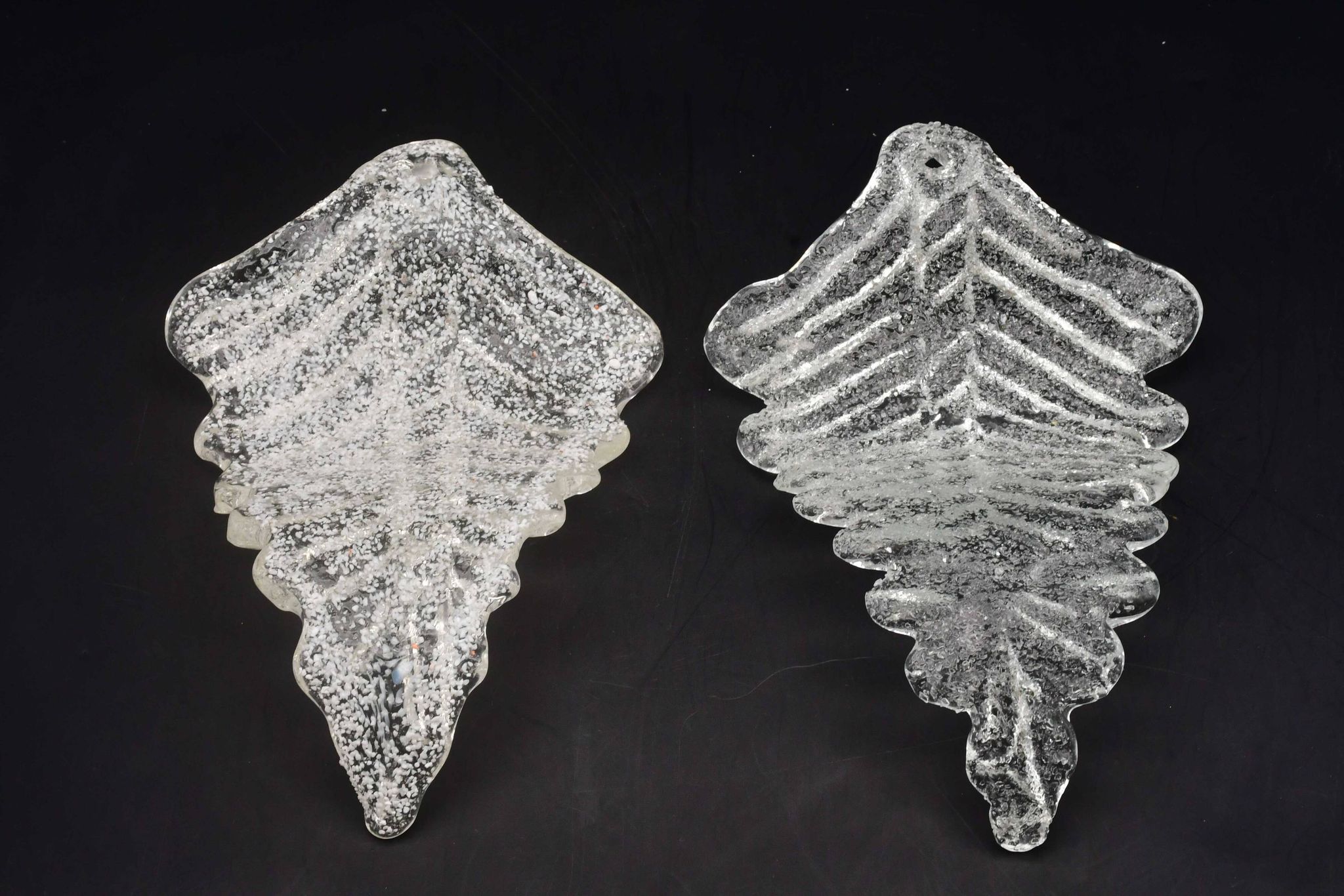 Set of 2 Murano glass table lamps transparent leaves