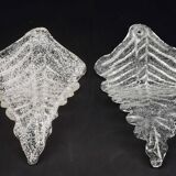 Set of 2 Murano glass table lamps transparent leaves