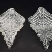 Set of 2 Murano glass table lamps transparent leaves