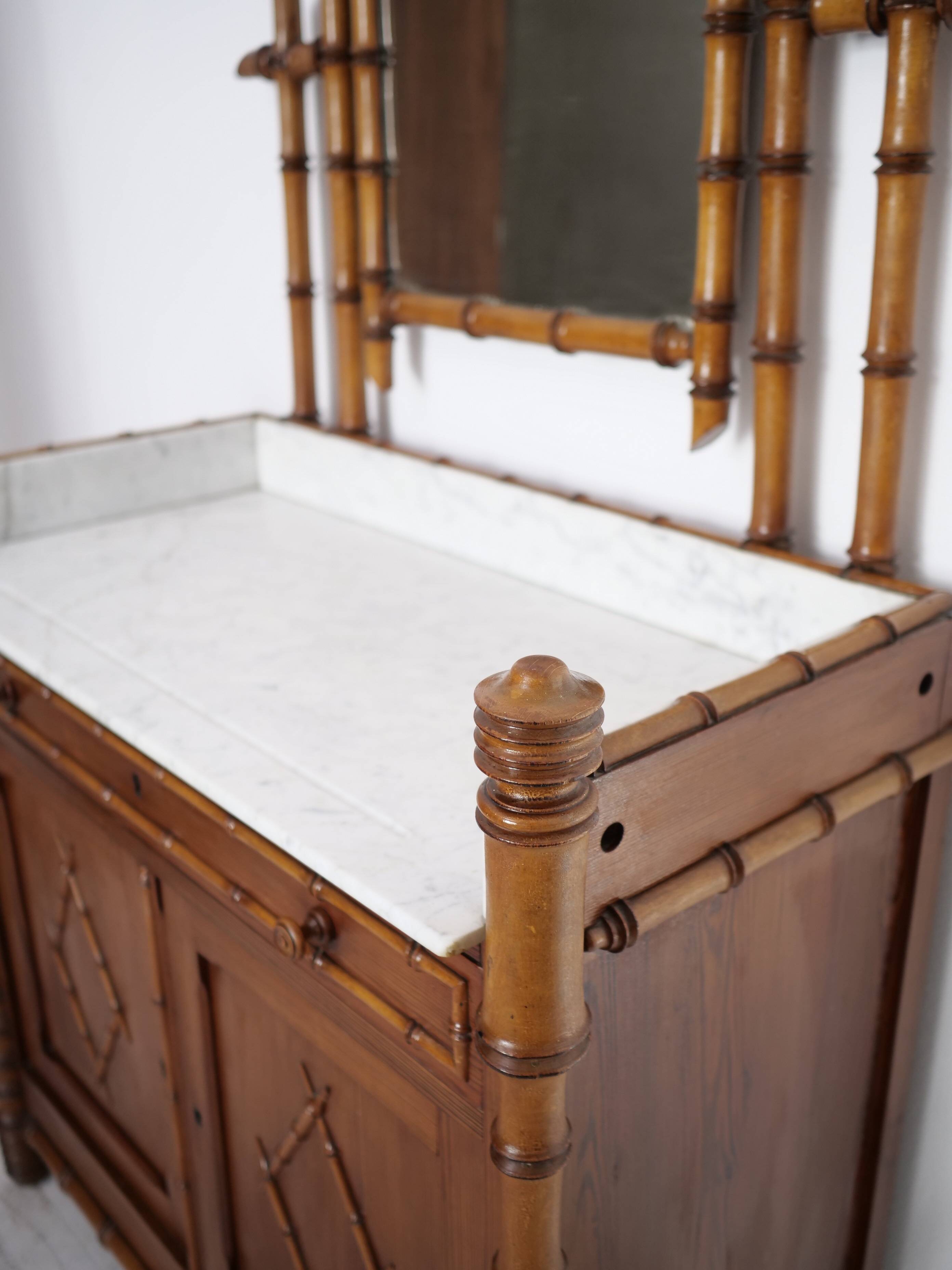 Late 19th century faux bamboo chest of drawers in pine