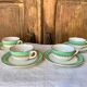 4 mint green coffee cups Digoin Sarreguemines Juliette 1960