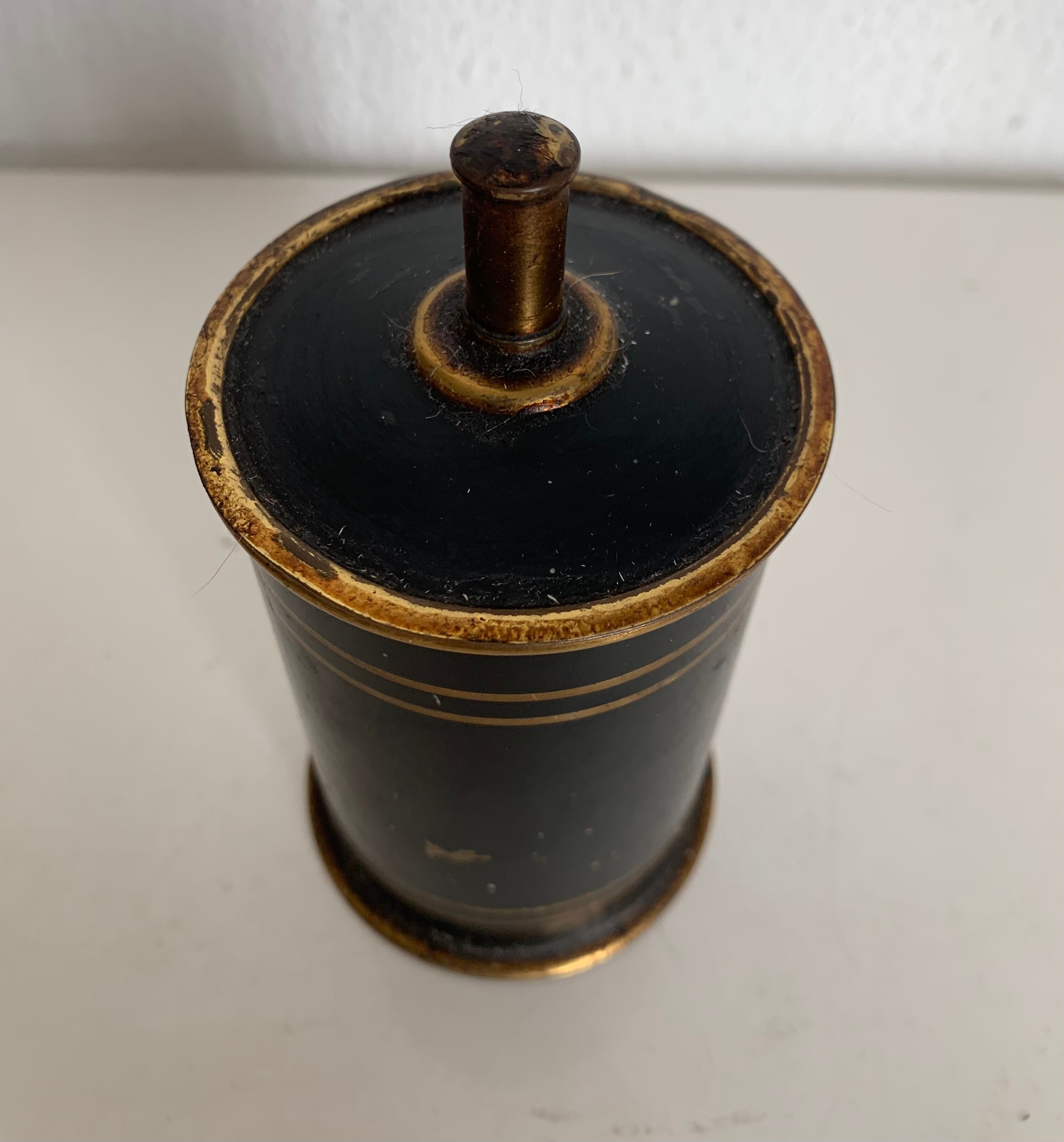 Vintage cigarette holder 1960 dispenser black and gold box - 14 cm