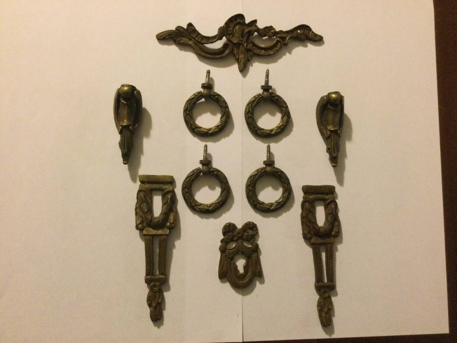 Set of bronze furniture fittings