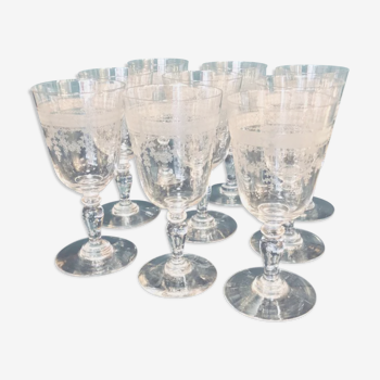9 chiseled crystal wine glasses