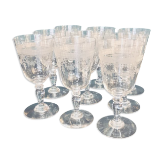9 chiseled crystal wine glasses
