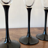 6 champagne flutes black base