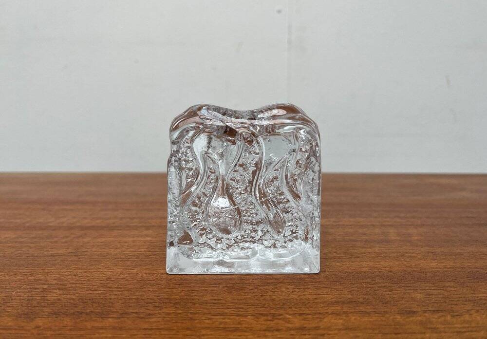 Mid-century glass candlestick by Kurt Wokan for Ingrid Glas, Germany, 1960s.