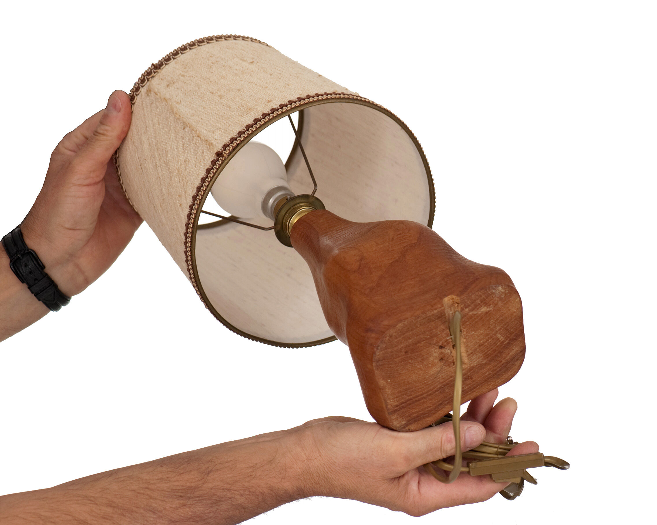 Lampe de chevet en bois d'orme forme libre années 60