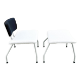 Fauteuil et repose-pied Spider en laine bouclée
