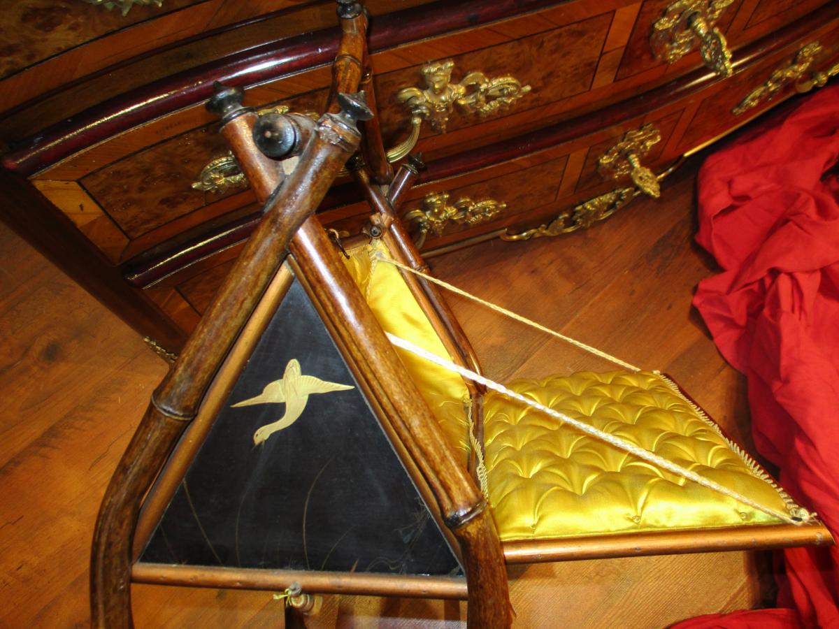 Worker rare, 19th in bamboo and Japan lacquer panels