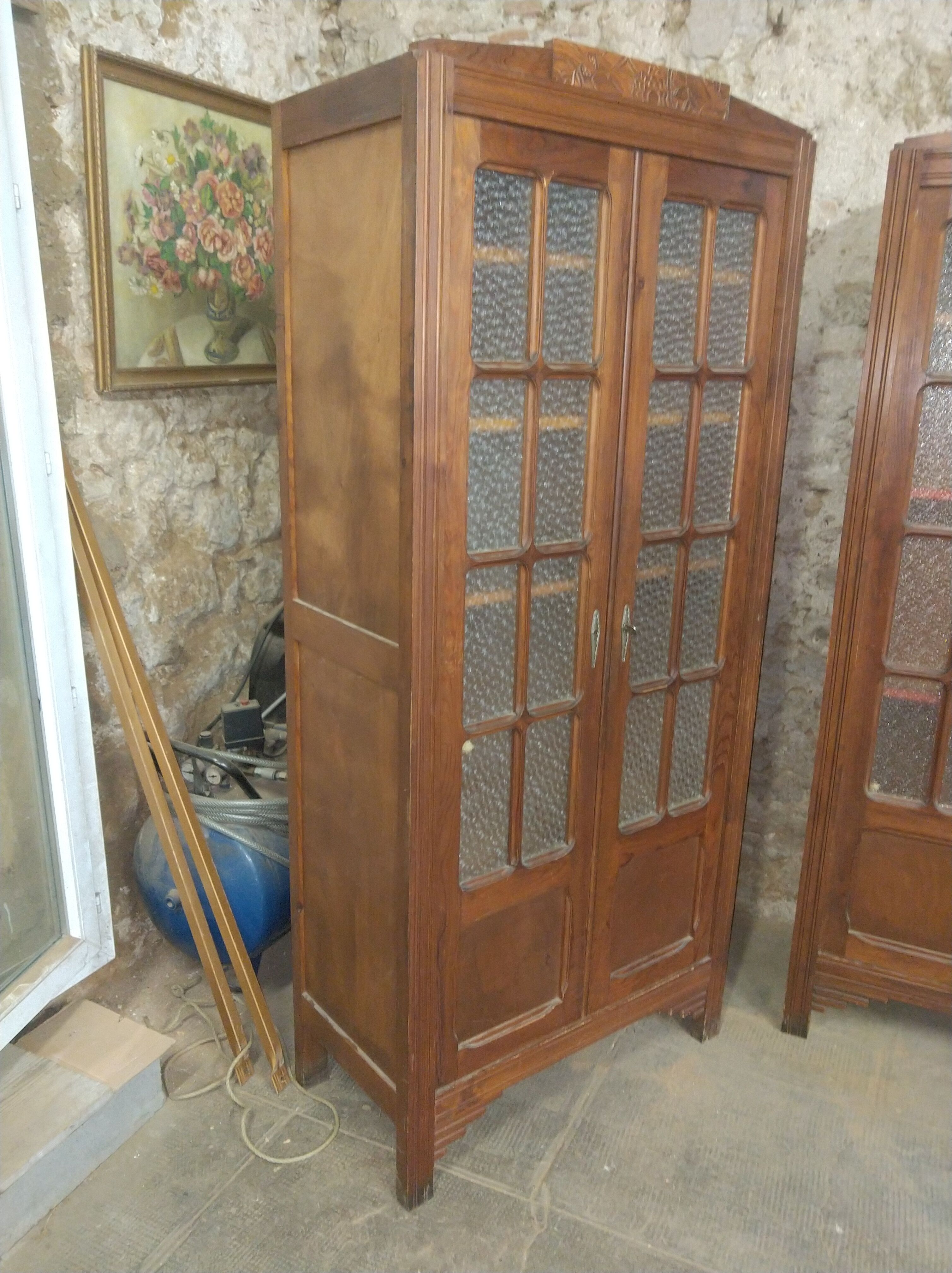 Pair of pine Parisian wardrobes circa 1935