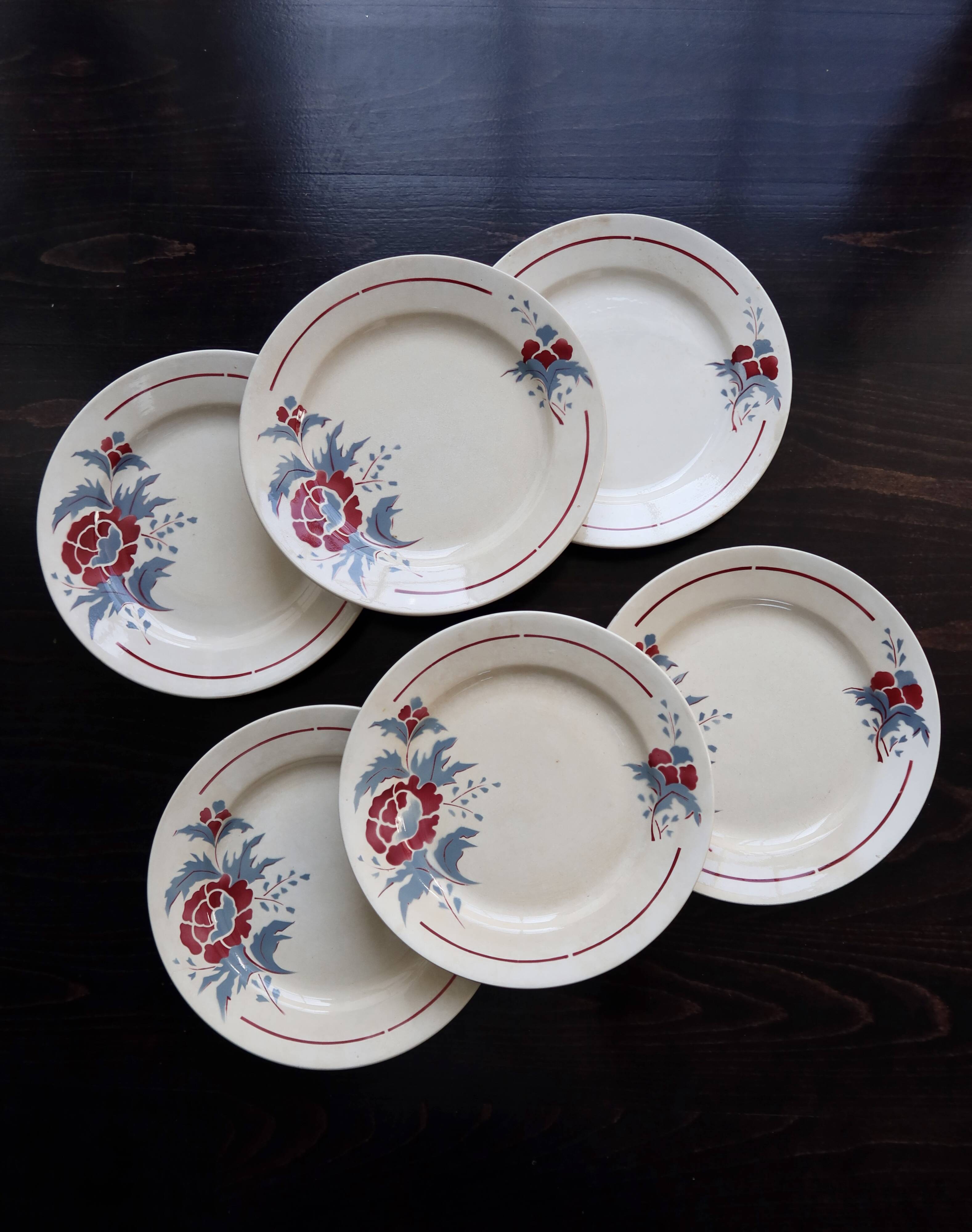 6 vintage dinner plates – Nimy Pottery