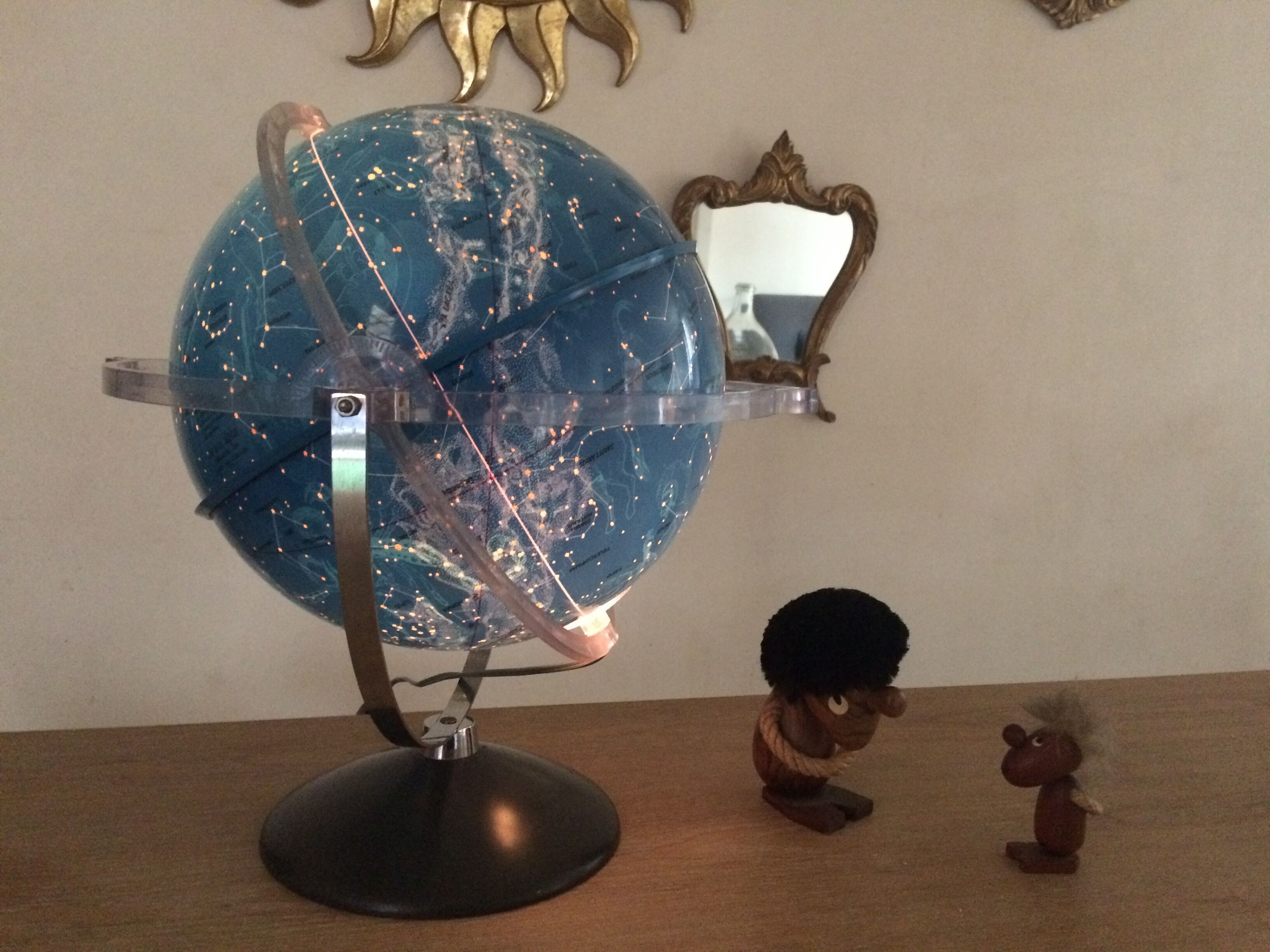 Lampe globe céleste alpha grange batelière vintage 60 france original