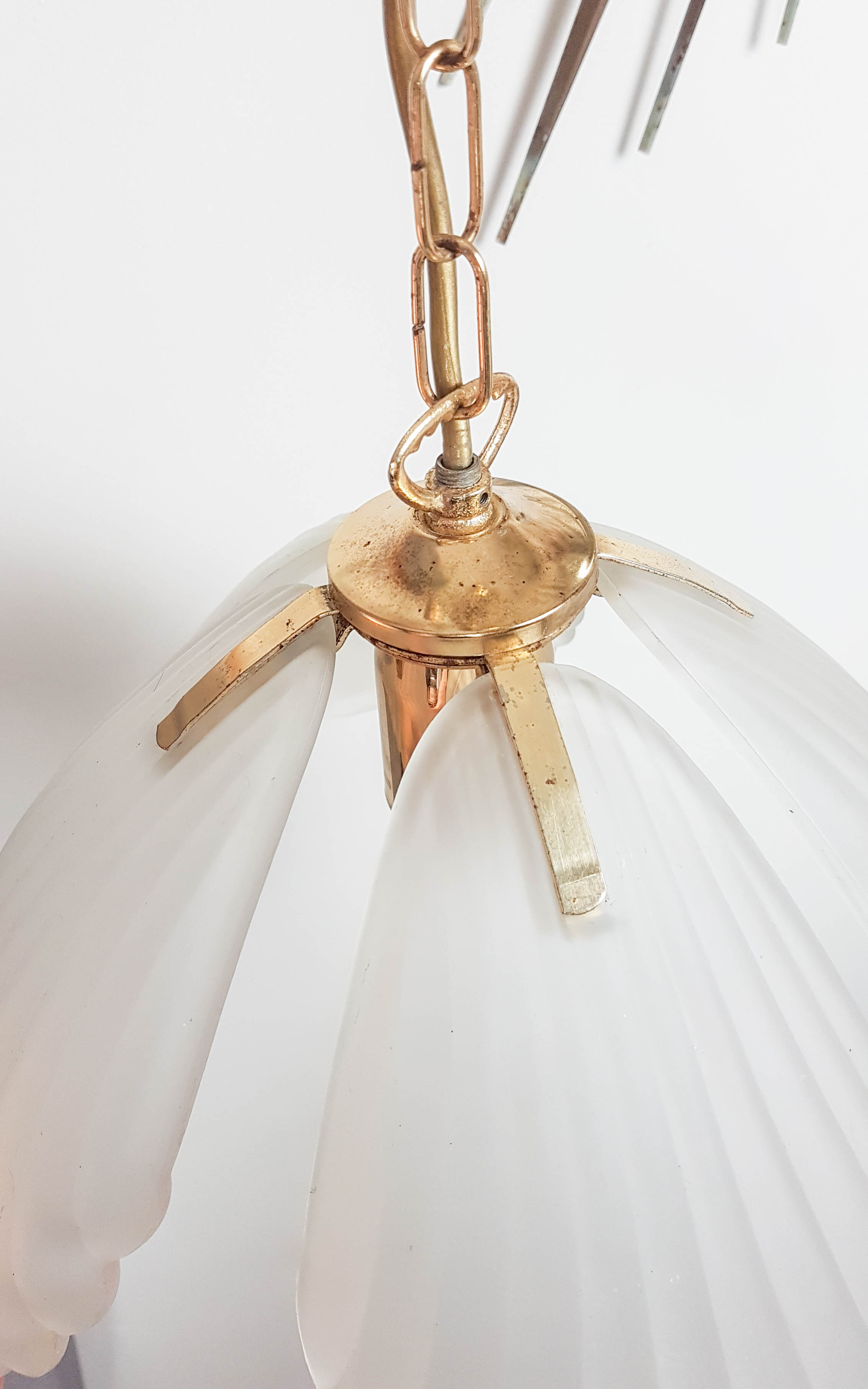 Vintage suspension 4 sheets frosted glass Art Deco