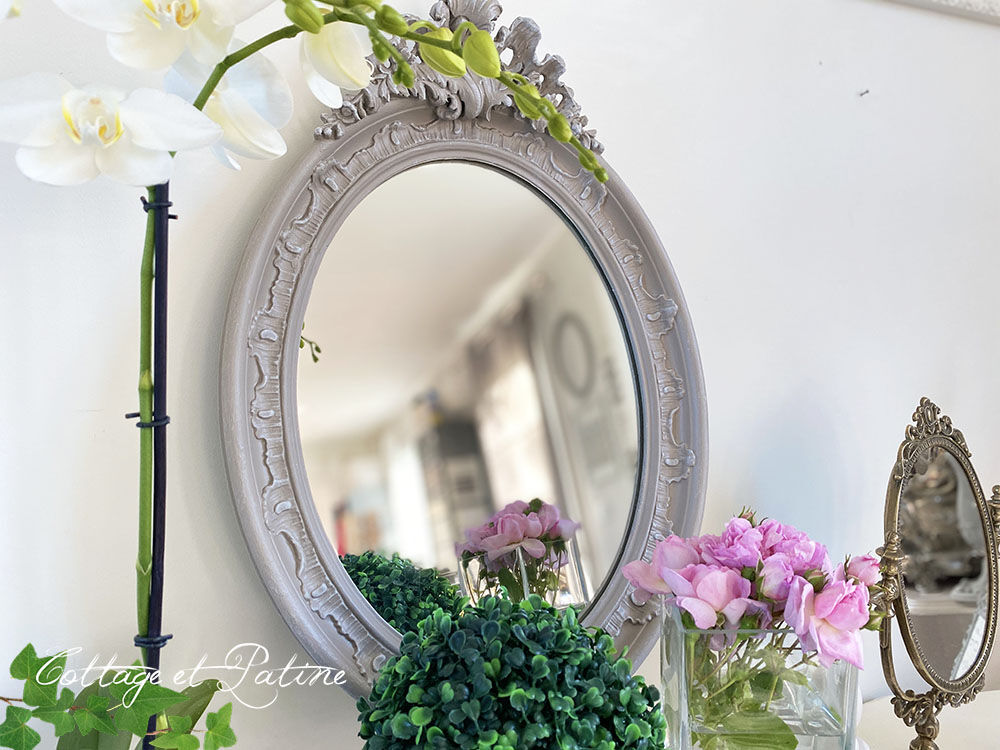 Old mirror patinated chic countryside