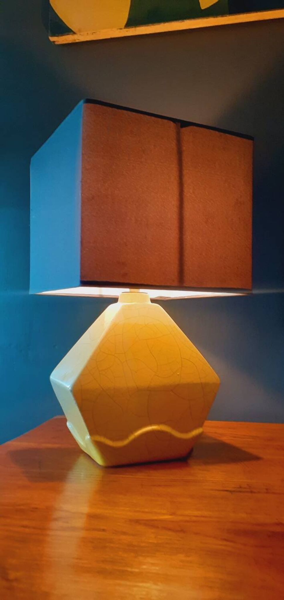 Vintage 50s cracked ceramic lamp