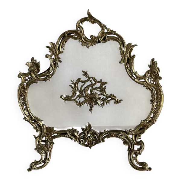 Paravent de cheminée vintage de style français en bronze ouvragé