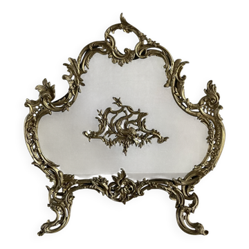 Paravent de cheminée vintage de style français en bronze ouvragé