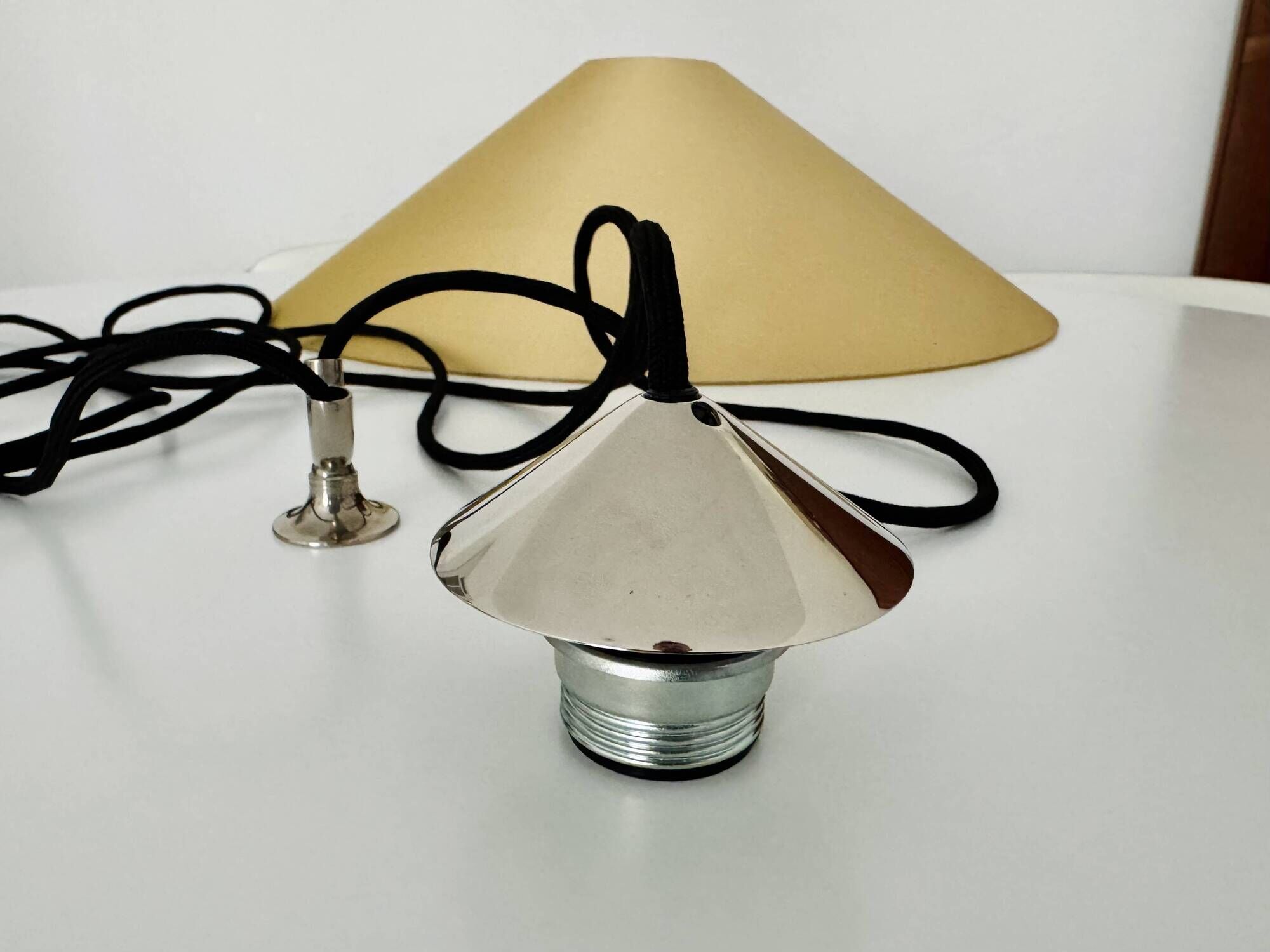 Adjustable Nickel Plated Pendant Lamp with Counterweight by Florian Schulz