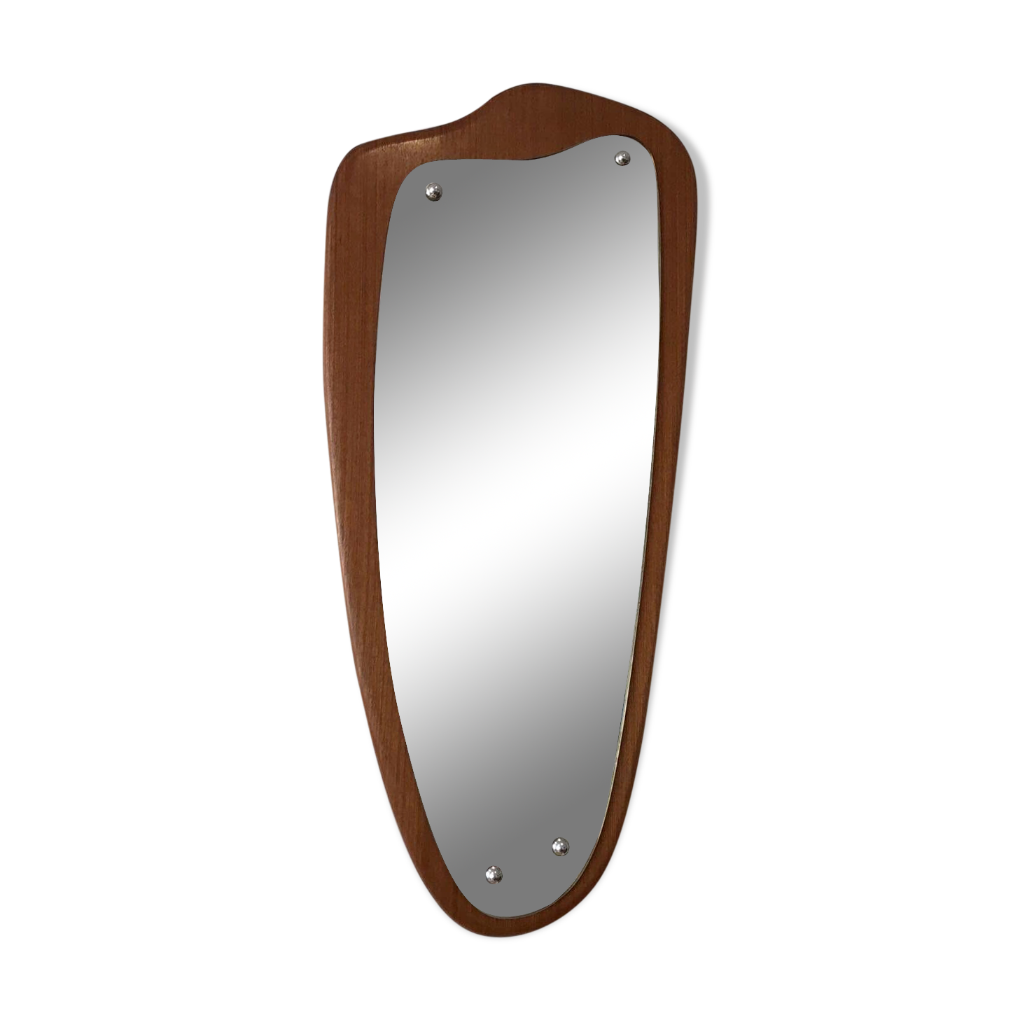 Free-form teak mirror circa 1960 - 80x35cm