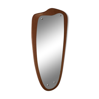 Free-form teak mirror circa 1960 - 80x35cm