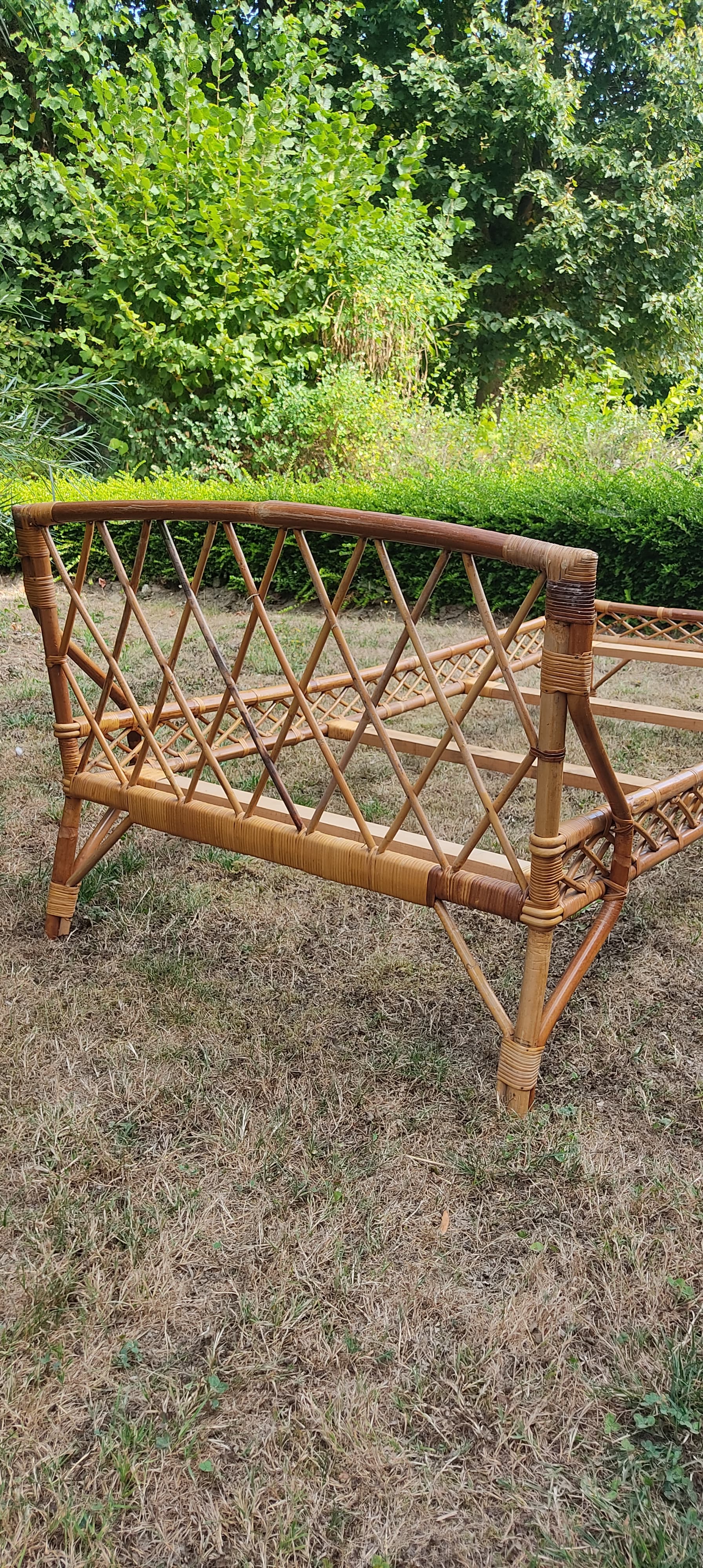 Rattan bed 1 place, 60s