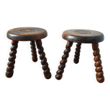Pair of vintage 1950s tripod stools